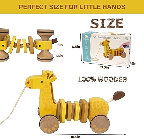 Baby Toys Car,Wooden Pull Along Toy for Toddlers 1 2 3 Year Olds - Image 6