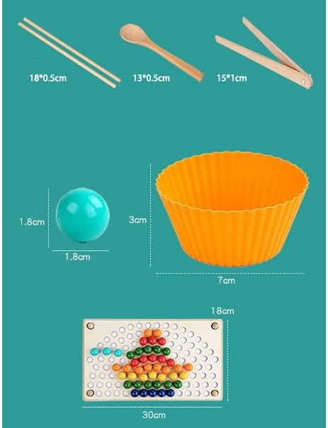 Practical Life Skill Sponging Chopsticks Tonging Job/Work, Wooden Pegboard Beads Color Matching Game Toy, Rainbow Toy Montessori Primary Classroom, Boys and Girls Gift 3 Years & up - Image 7