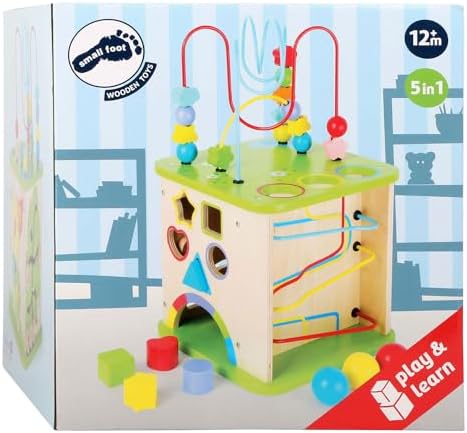 Small Foot 10605 Wooden motoric Cube with Five Sides of Fun, incl. motoric Loops and Ball Track, Multi - Image 3