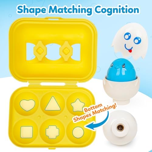 Egg Toddler Toys,Montessori Geometric Egg Shape Sorter Toys Preschool Learning Educational Color Sorting & Eggs Puzzles Matching Games Fine Motor Toy for Boys Girls Ages 1-3 - Image 6