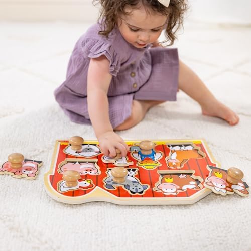 Melissa & Doug Farm Animals Jumbo Knob Wooden Peg Puzzle - Image 2