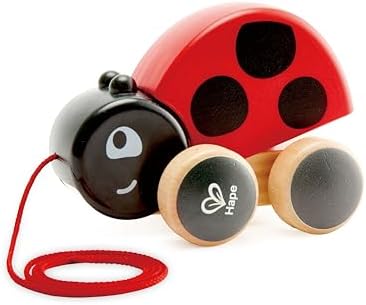 Hape Ladybug Pull-Along | Easy Pull Flapping Wooden Toddler Toy, Multi-Color by Unknown