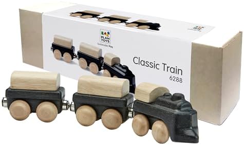 PlanToys® Classic Train Wooden Montessori Vehicle Kids Indoor Play Set Toy by PlanToys