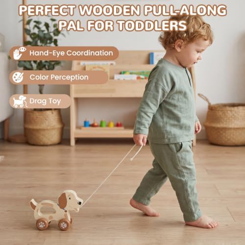 Baby Toys Car,Wooden Pull Along Toy for Toddlers 1 2 3 Year Olds - Image 6