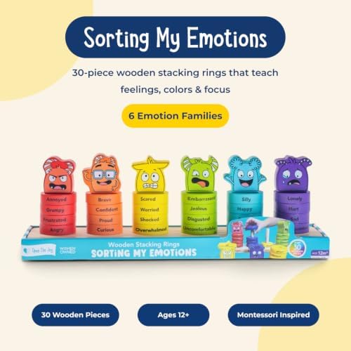 Open The Joy Emotions Stacking Rings – 30pc Rainbow Stacking Toy for Toddlers, Baby Sensory Learning Toy, Fine Motor Skill Development – Montessori Toys for 1 Year Old, Ages 12 Months and Up - Image 3
