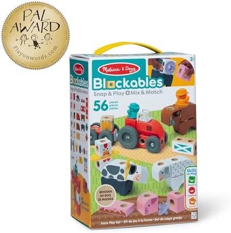 Melissa & Doug Blockables Farm Connectable Wooden Building Blocks Set - Image 6