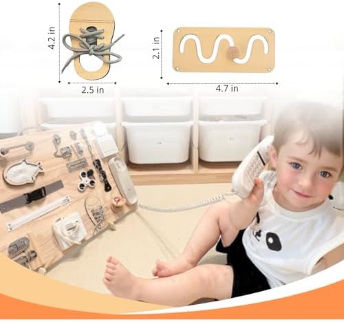5 pieces Busy Board Diy Parts - DIY Materials for Parents - Sensory Board Accessories -Wooden Activity Parts -Maze-Learning Clock- Gear-Sand Clock-Learn to Tie Shoe Laces- Montessori Educational Items - Image 3