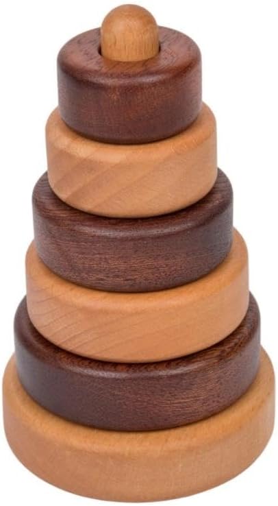 Wooden Stacking Rings for Babies, Montessori Stacker Toys for Toddlers 18+ Months, Educational Learning Sorter and Stacking Tower, Natural Wood Toy for Fine Motor Skills (Circle) by YunHeXinQiaoToysFactory