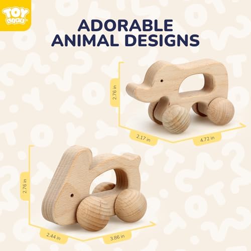 TOY Life Wooden Toys Cars, Montessori Baby Toys 6-12 Months, Wooden Baby Toys Rattle Cars for Toddlers 1-3, Baby Boy Nursery Decor, Montessori Toys for 1 Year Old Boy (Animal Set) - Image 3