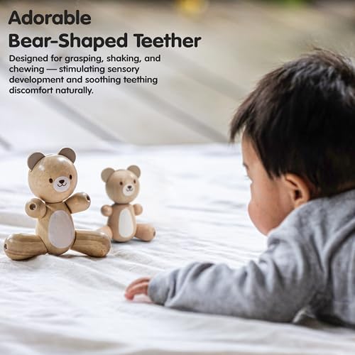 PlanToys® Little Bear Wooden Baby Rattle & Grasping Toy Montessori Infant - Image 6
