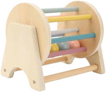 Mingzhe Wooden Rattle Rolling Drum Logic Thinking Hand Eye Coordination Cylinder Roller for Toddlers - Image 4