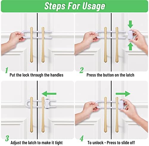 6 Packs Sliding Cabinet Locks, Baby Proofing U-Shaped Child Safety Latches - Image 3