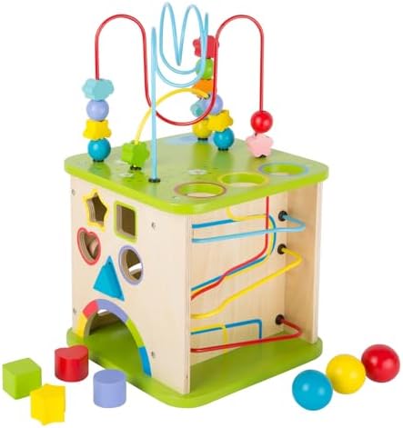 Small Foot 10605 Wooden motoric Cube with Five Sides of Fun, incl. motoric Loops and Ball Track, Multi - Image 4