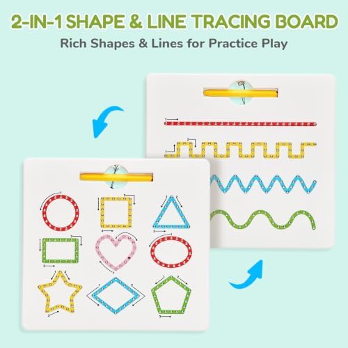 GAMENOTE Magnetic Shapes Lines Tracing Board Double Sided, Pencil Control - Image 3