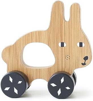 Wee Gallery Bunny Push Toy, Rolling Toy, Classic Motion Toys for Child Motor Skills, Balance, Roll Along Play, and Animal Nursery Decor (Baby, Toddler, Kids) by WeeGallery