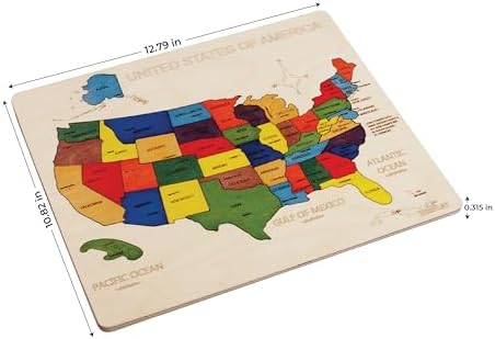 USA Map Wooden Jigsaw Puzzle for Kids | 44 Puzzle Pieces | Learning & Educational Toy Gift for Boys & Girls (ASTM Safety Rating: 3+ Years) - Image 2