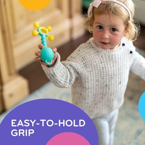 Mobi Gumlii Sensory Teether Toy - Rattle Baby Teething Toy, Food Grade Silicone Newborn Baby Sensory Teether, BPA and Phthalate Free - for 0-6 Months Newborns - Image 3