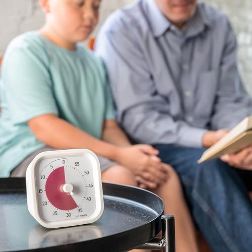 Time Timer Home MOD — 60 Minute Kids Visual Timer Home Edition — For Homeschool Supplies Study Tool, Timer for Kids Desk, Office Desk and Meetings with Silent Operation (Cotton Ball White) - Image 4