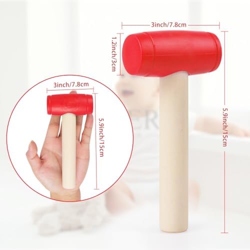2pcs Toy Hammer Simulation Wooden Hammers Plastic Toddler Hammer SmallPortable Kids Maintenance Tools Toys Pretend Fake Mallet Hammers for Boys Girls - Image 5