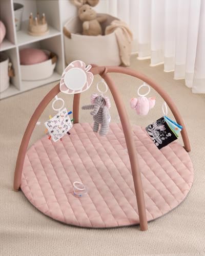Blissful Diary Baby Play Gym Mat, Tummy Time Activity Mat with 6 Detachable Toys for Skill Development, Baby Essentials Gift, Soft Pink - Image 6