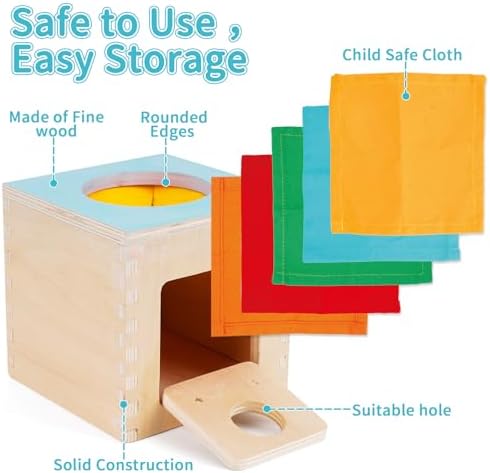FCSONU Wooden Baby Tissue Box Toy, Sensory Montessori Baby Toy 0-6-12 Month - Image 2