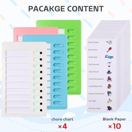 Aleric 4 Pieces Chores Chart for Kids Chore Chart, Sliding Routine Chart to Do List, My Chores RV Checklist Task Planning Board for Kids and Adults, ADHD Tools Routine Visual Schedule Reminder - Image 3