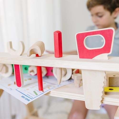 Melissa & Doug Wooden Project Workbench, 55-Piece Pretend Building Set - Image 5