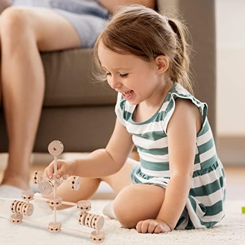 Wooden Building Blocks 60PCS Montessori STEM Toy for Kids 6+, Natural Wood Splicing Joints and Sticks Educational Sensory Tinker Creative 3D Playset Stacking Game (Pack of 2) - Image 6