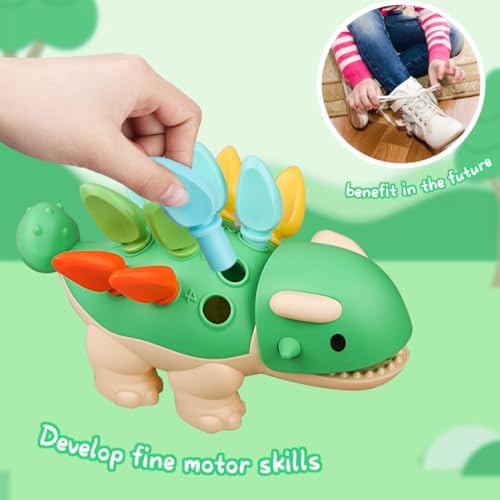 Toddler Montessori Toys Baby Sensory Learning Fine Motor Skills Toy for 6 9 12 Months One Year Old Boy Girl Birthday Gift Ages 1 2 3 4 Kid Dinosaur Educational Toys Sorting Stacking Color Recognition - Image 3