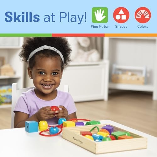 Melissa & Doug Primary Lacing Beads - Educational Toy with 30 Wooden Beads and 2 Laces for Toddlers, Fine Motor Skills Lacing Toys for Toddlers and Kids Ages 3+ - Image 5