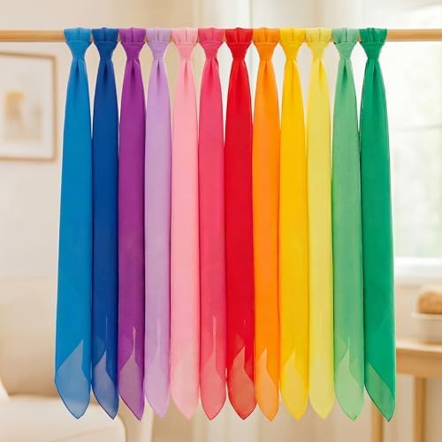 Shyyween 12 Pcs Chiffon Juggling Scarves Dance Scarves Bulk 24 x 24 Inches Colorful Square Soft Scarfs for Music Movement Education Musical Performance Magic Trick Props Accessories by Unknown
