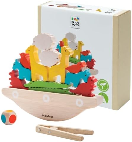 PlanToys® Balancing Boat Wooden Game for Kids Ages 3+ Montessori Fun Set by PlanToys