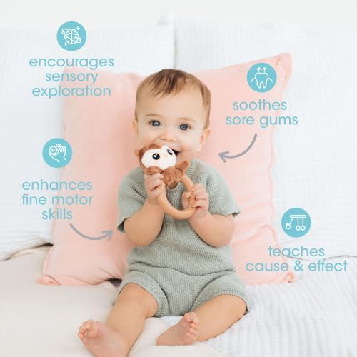 Pearhead Owl Wooden Baby Teether - Soft Plush Lovey, Baby Keepsake - Image 5