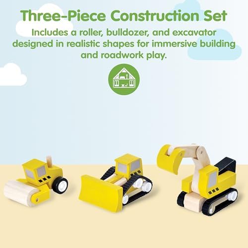 PlanToys® Road Construction Set Wooden Montessori Imaginative Kids Motor Toy - Image 2
