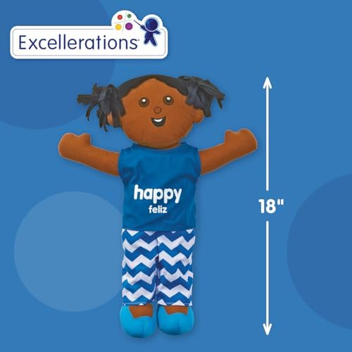 Excellerations 18" Bilingual Emotions Plush Baby Dolls, Set of 4 | Multi-Ethnic. 4 Common Expressions, Social Emotional Learning, Calm Down Corner Supplies, Play Therapy, Preschool Must Haves - Image 5