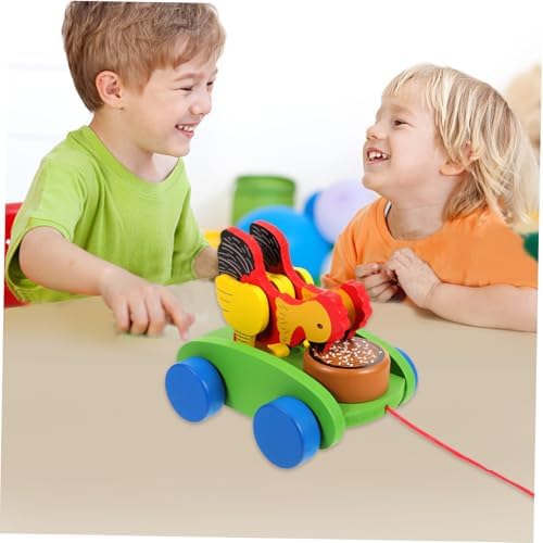 Kids Wooden Chicken Pull Toy Cart for Early Educational Play - Image 3