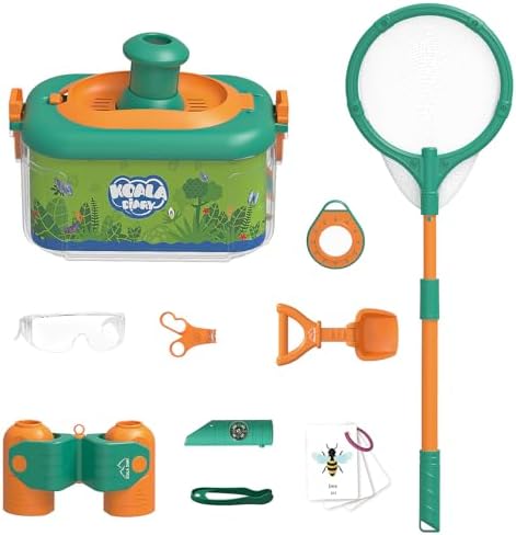 Camping Toys for Kids, Outdoor Observation Box Set, 10-Piece Nature Exploration Kit with Bug Container, Magnifier, Foldable Telescope, Bug Net, Safety Goggles, Ages 3-6 Birthday by ToyleFun