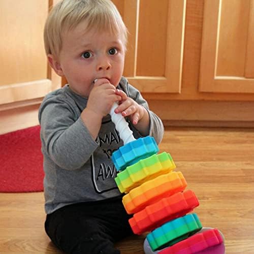 Baby Spinning Toy, Stacking Toy for Babies and Toddlers, Educational Toddler Learning Toys, Rainbow Spinning Wheel Toy for Focus, Dexterity, Brain Development, Interactive Learning stacking toys - Image 6