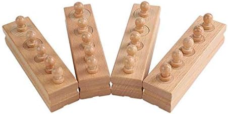 Adena Montessori Wooden Small Cylinders Block, Knobbed Cylinder Socket, Sensorial Educational Tools Preschool Early Learning Toys for Kids, Set of 4, Ages 2+ - Image 5