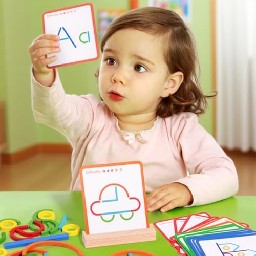 Montessori Smart Sticks Progressive Wooden Montessori Brain Blocks Colorful Fine Motor Skills & Shape Recognition Sticks and Rings Puzzle Game for Boys Girls 3+ - Image 6
