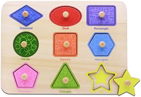 Aile Toddler Wooden Preschool Learning Shape Peg Puzzle Board Toys by AILE