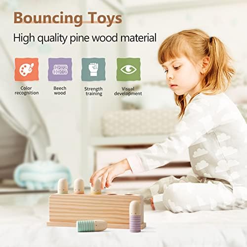 Pop Up Toy Multicolor Puppets | Wooden Color Sorting | STEM Montessori Color Matching Toys | Preschool Learning Educational Toys Gifts for Kids Boys Girls Ages for 1 2 3 Years (Neutral Colours) - Image 4