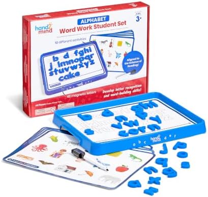hand2mind Alphabet Word Work Student Set, 42 Lowercase Magnetic Alphabet Letters, Phonics Manipulatives, Dry Erase Activity Tray, Science of Reading Classroom Materials, Preschool Learning Activities by hand2mind