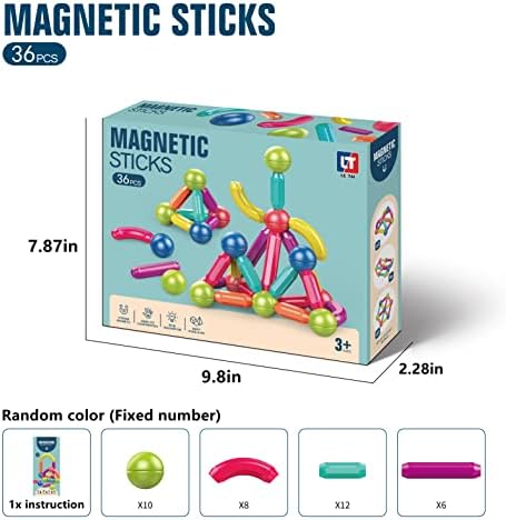 Toddler Magnetic Blocks,Magnetic Balls and Rods,Educational Magnet Building Blocks,Kids Montessori Toys for 3 4 5+ Year Old Girls Boys,Learning Stem Preschool Toys For Toddlers 1-3 Year Old(36pcs) - Image 6