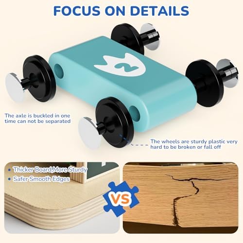 Montessori Car Ramp Toy for Children 18m+ Wooden Dinosaur Race Cars Track - Image 6
