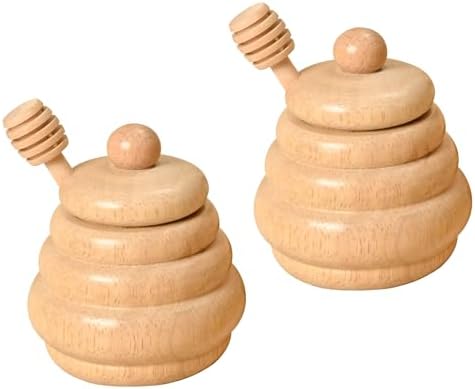 2pcs Wooden Beehive Toys with lid and Honey Stick by MONTPLEASANT