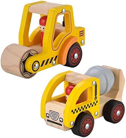 Wooden Push Car Toys for Toddlers 1-3, 2Pcs Baby Vehicle Hand Push Car by WoodenEdu