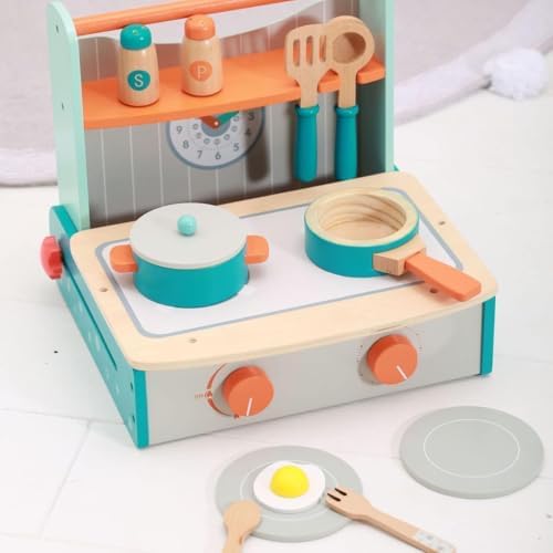 Dailyfunn Wooden Foldable &Portable Toy Stove Pretrend Kitchen PlaySet with Cooking Accessories - Image 6