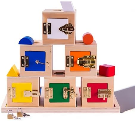 Montessori Sensory Toys for Toddlers 3+ Years Old, Wooden Sensory Materials for Kids,Preschool & Homeschool Supplies(Premium Education Toy) (Lock Box with Objects and Tray (Set of 6)) - Image 3