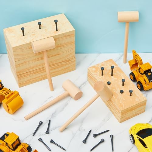 Realspring 4 Set Wooden Hammer Toys Kids Hammer Pounding Toy - Image 5